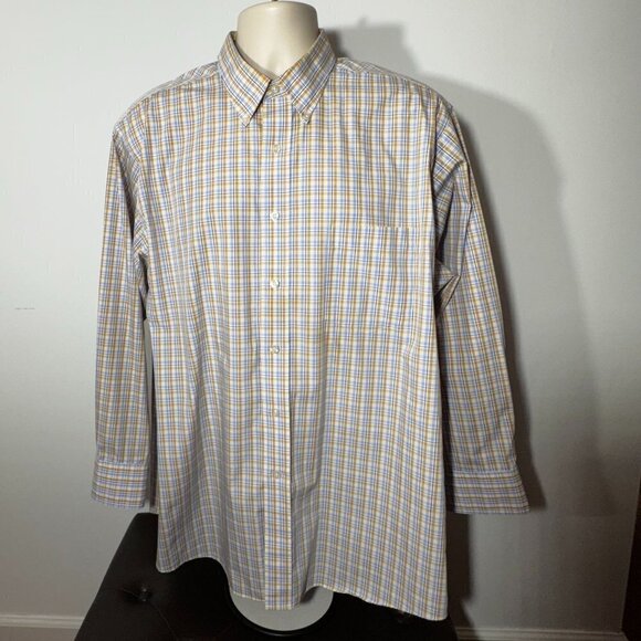 Men's Chaps Plaid Long Sleeve Button Down Dress Shirt - 17 1/2" - Picture 1 of 7